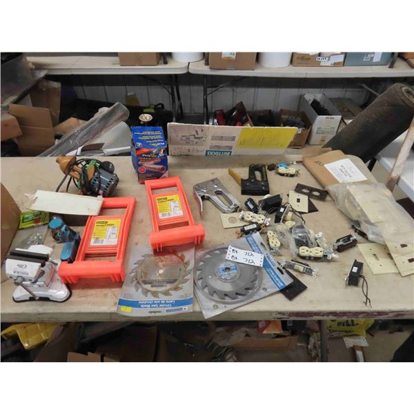 Electric Plugs, Switches, Cooler, Staplers, New Circular Saw Blades,