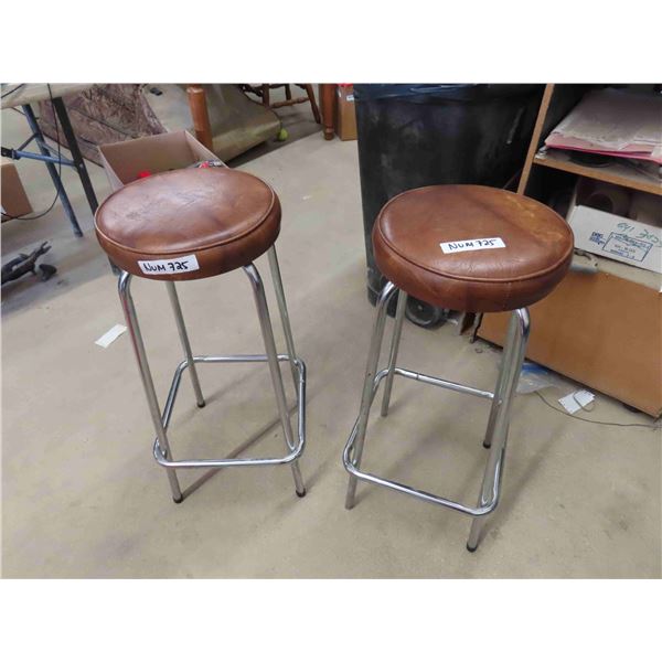 2 Chrome Stools with Cushion Seats 29'' Tall
