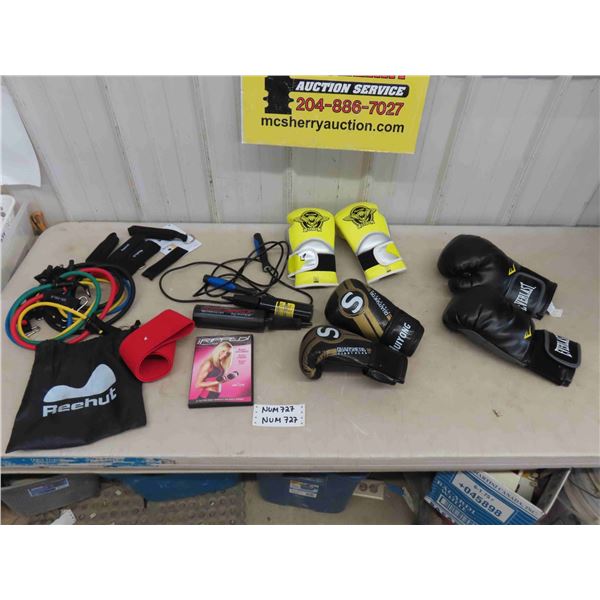 Boxing Gloves , Skipping Ropes, Mini Air Pumps, Work Out DVDs 