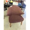 Image 1 : Nice Vintage Teak Base Large Back Cloth Covered Chair Brown