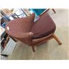 Image 2 : Nice Vintage Teak Base Large Back Cloth Covered Chair Brown