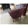 Image 5 : Nice Vintage Teak Base Large Back Cloth Covered Chair Brown