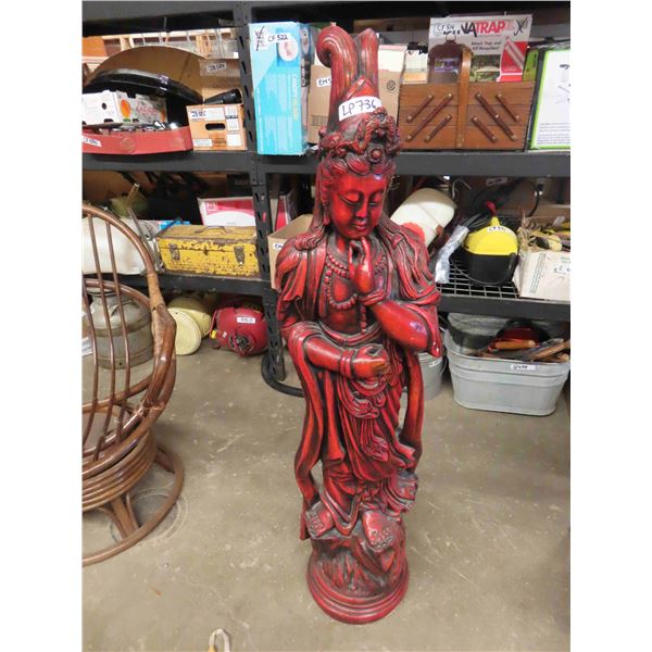 Asian Themed Ceramic Statue of Woman Thinking 55'' Tall
