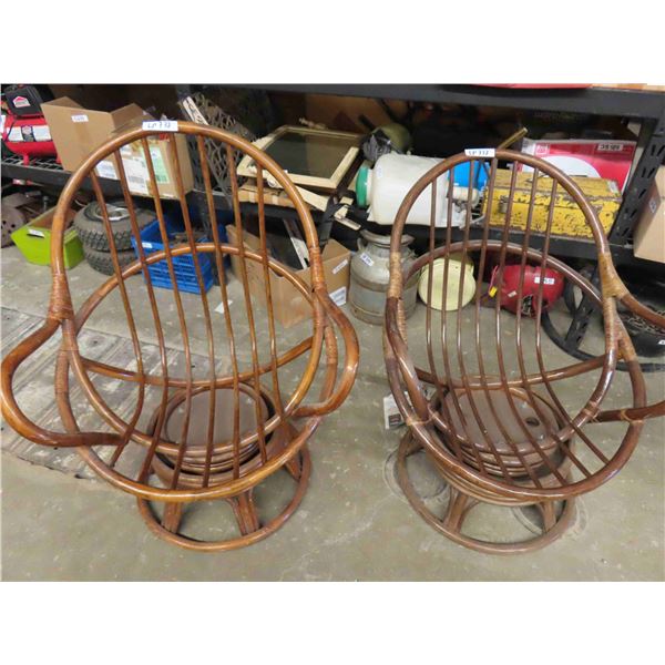 2 Bamboo Basket Chairs No Cushions