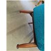 Image 4 : Nice Vintage Teak Base Large Back Cloth Covered Chair Blue
