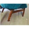 Image 5 : Nice Vintage Teak Base Large Back Cloth Covered Chair Blue