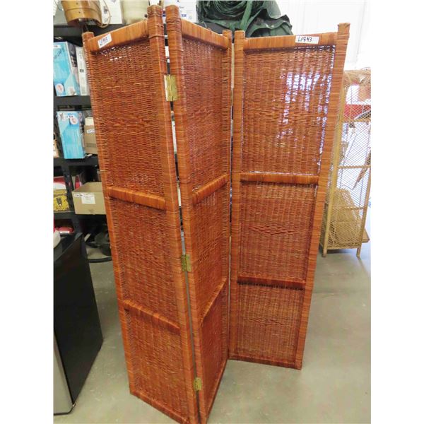 Wicker 3 Panel Room Divider Privacy Screen - Each Panel is 70'' x 17 1/2'' 