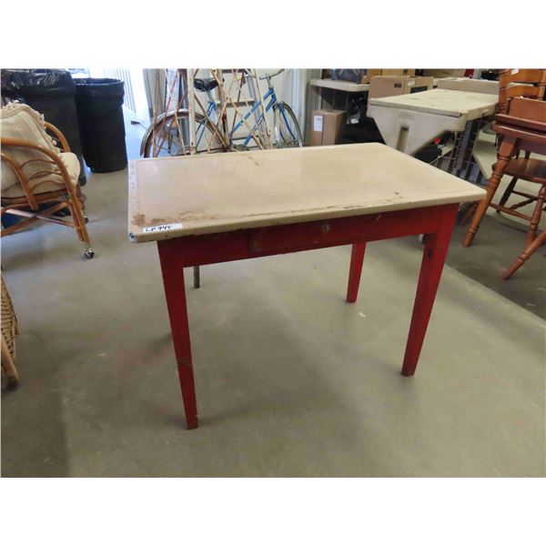 Porcelain Top Kitchen Table with Drawer