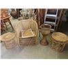 Image 1 : 4 Wicker Items : Chair, 2 Tables, Planter Stand