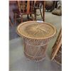 Image 2 : 4 Wicker Items : Chair, 2 Tables, Planter Stand