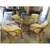 Image 1 : Bamboo Glass Top Sunroom Table and 4 Rolling Chairs : Table is