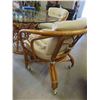 Image 2 : Bamboo Glass Top Sunroom Table and 4 Rolling Chairs : Table is