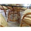 Image 5 : Bamboo Glass Top Sunroom Table and 4 Rolling Chairs : Table is