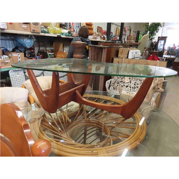 Fantastic Bean Shaped Teak Base Coffee Table ( 1 Small Chip 