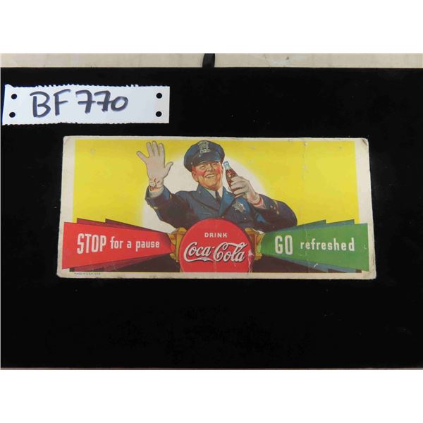 1938 Coca Cola 'Stop for a Pause, Go Refreshed' Cardboard 