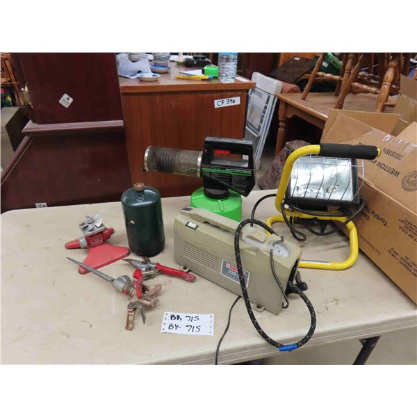 Motomaster 220 Air Compressor, Burgess Fogger, Construction Light, Plus