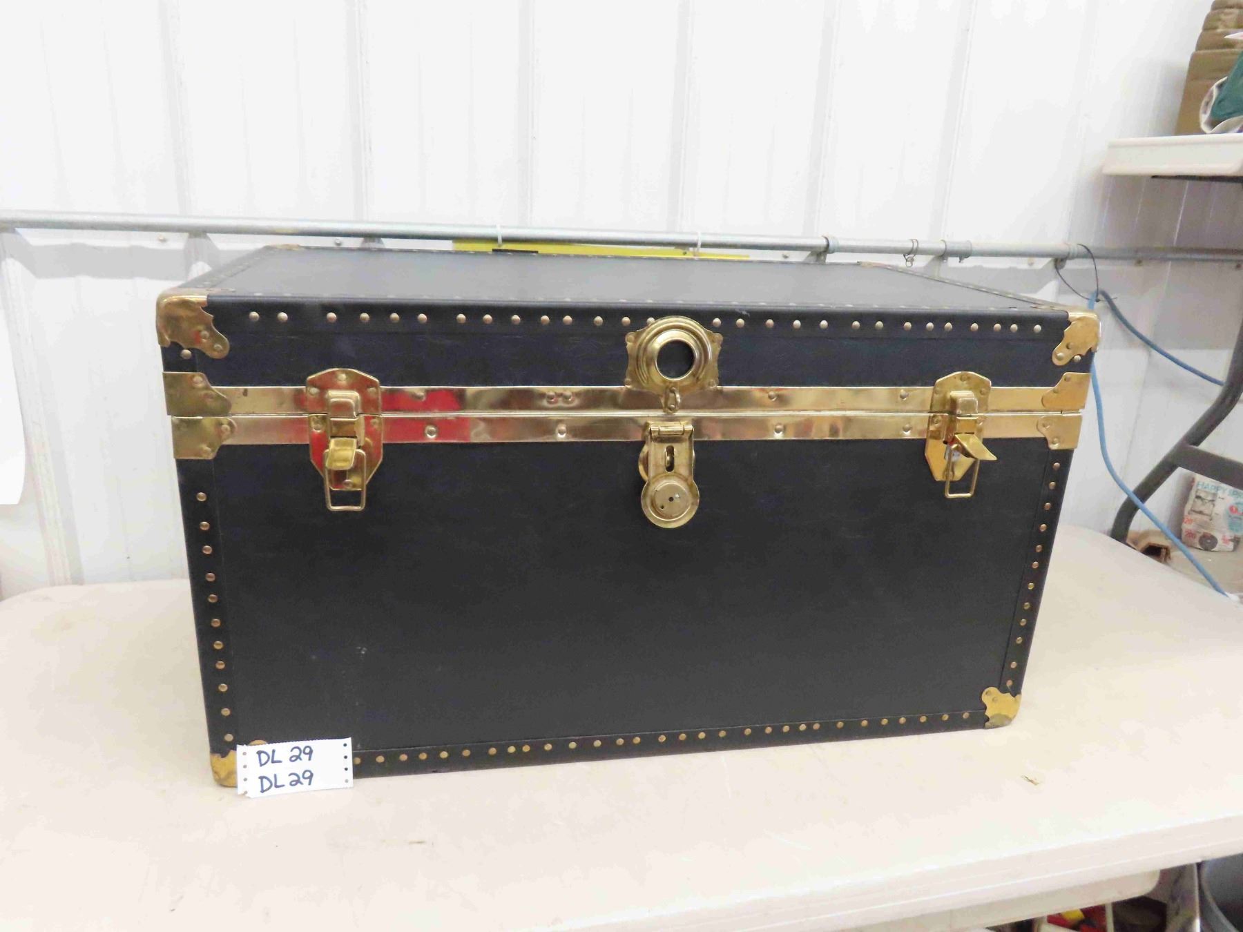 Travel Trunk Edging Nice Vintage Cedar Lined Travel Trunk with Brass Trim 35'' x