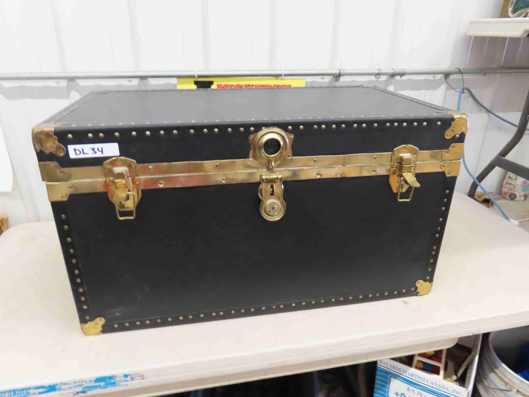 Travel Trunk Edging Nice Vintage Cedar Lined Travel Trunk with Brass Trim 35'' x