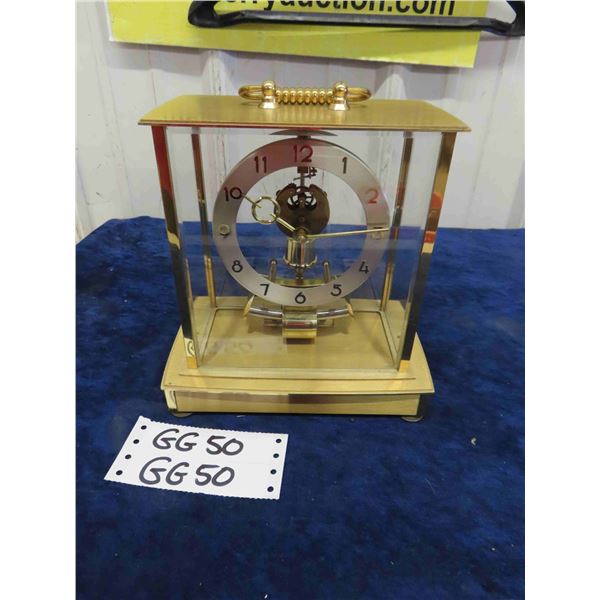 German Brass and Glass Battery Operated Clock