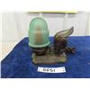 Image 1 : Heavy Cast Base Art Deco Parrot Lamp with Green Glass 