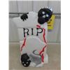 Image 1 : Blow Mold Grave Stone with Black Skulls and Rat 23'' Tall