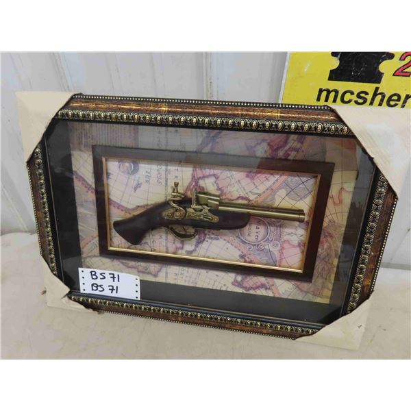 Shadow Box Frame with Vintage Looking Gun 21 1/2'' x 14 1/2'' 