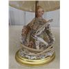 Image 2 : 2 Fancy Porcelain Table Lamps - 1 With Lady Fanning Herself, 