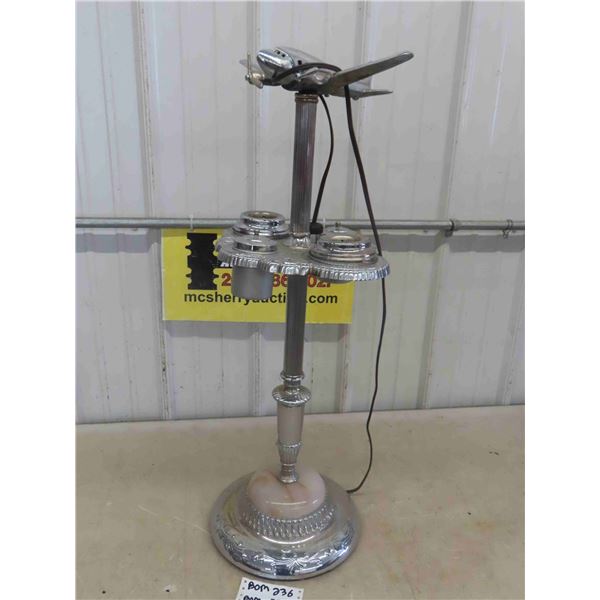 Chrome Retro Airplane Ashtray Stand