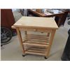 Image 1 : Solid Wood Rolling Microwave Cart - 3 Shelf + 1 Drawer 17" x 28" x 36" 