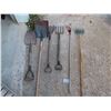 Image 1 : 6 Yard Tools ; Hay Knife, Cultivators, Shovels, Potato Fork