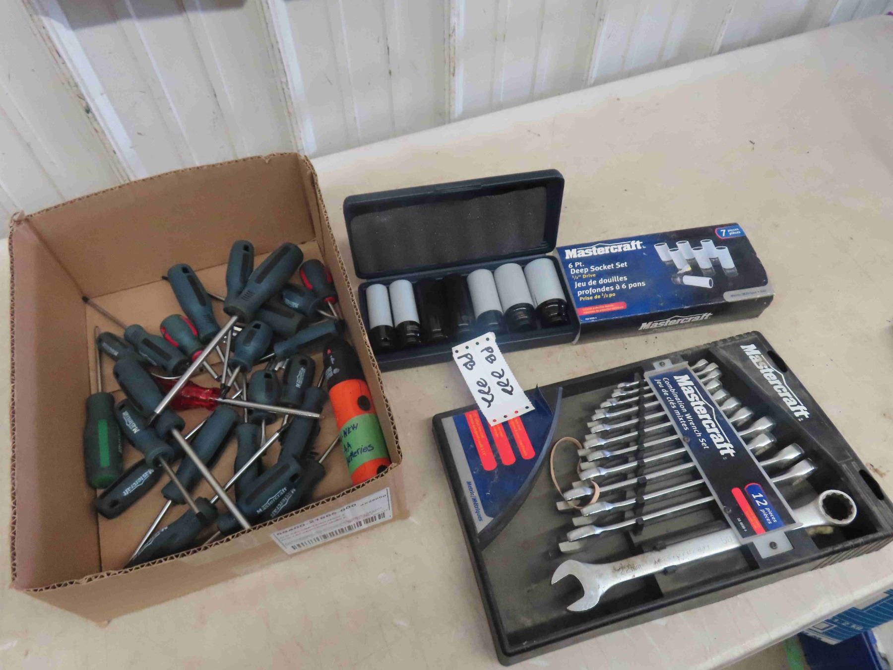 12 New Tools ; Mastercraft Wrench Set, Mastercraft 6 Deep Sockets- 1/2 ...