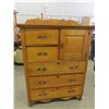 Image 2 : Antique Solid Wood 5 Drawer 1 Door Dresser on Castors 36'' x
