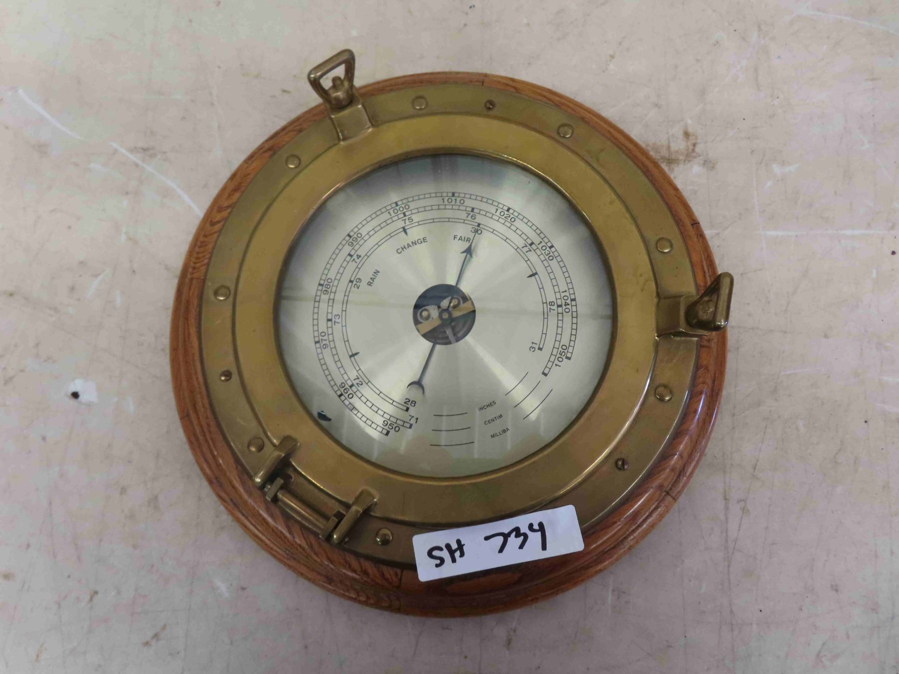 Port Window Style Barometer 13'' Across - McSherry Auction Service Ltd.