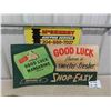 Image 2 : 2 Cardboard Signs : Good Luck Margarine 30'' x 15'' , Gillette Blade 