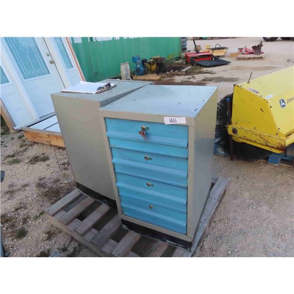 (2) Metal 5 Drawer Locking Cabinets 32'' x 18'' x 21'' 