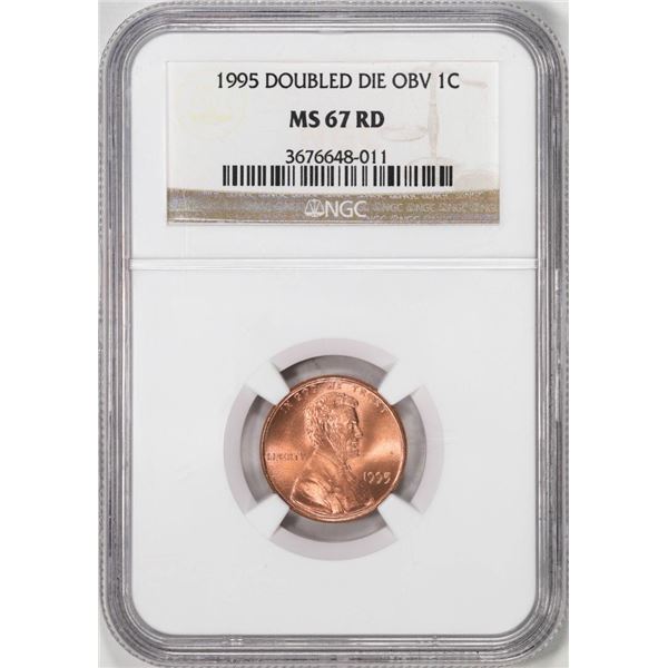 1995 Doubled Die Obverse Lincoln Memorial Cent Error Coin NGC MS67RD