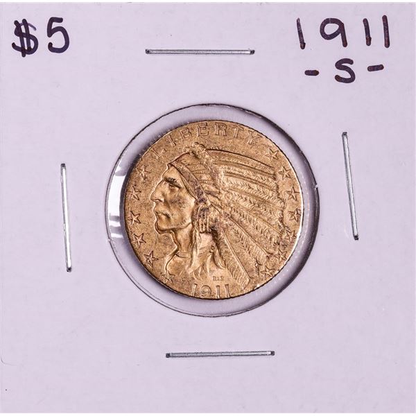 1911-S $5 Indian Head Half Eagle Gold Coin