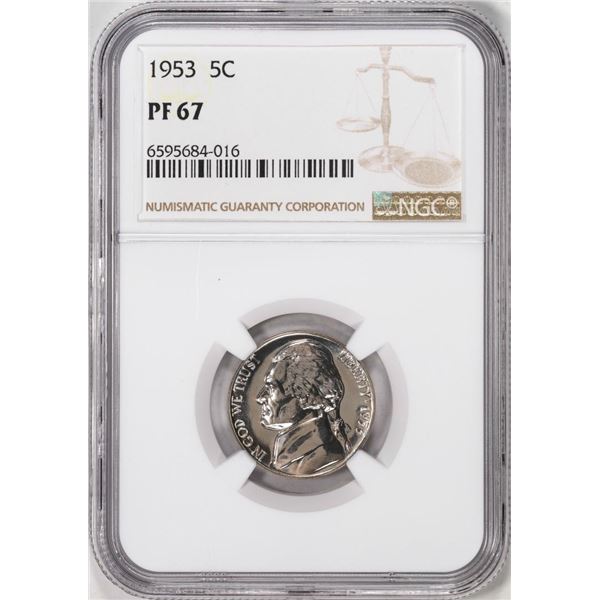 1953 Proof Jefferson Nickel Coin NGC PF67