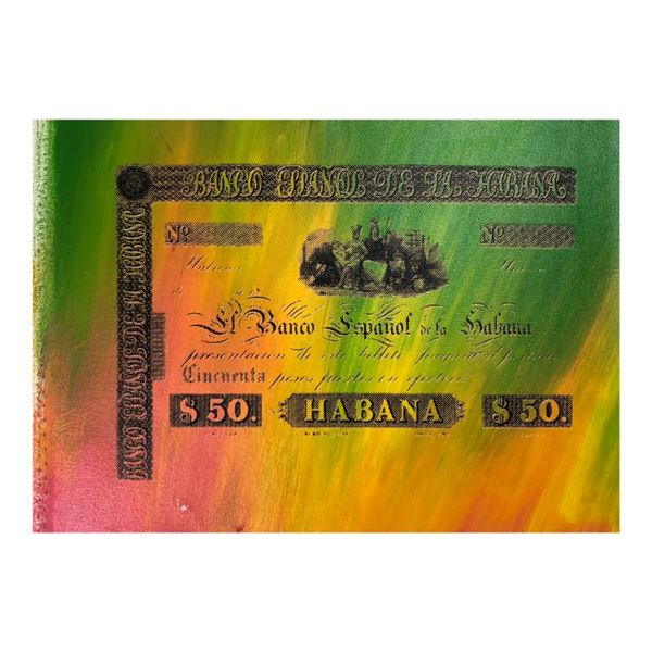 Steve Kaufman (1960-2010) "Banco Espanol de la Habana" Original Mixed Media on Canvas