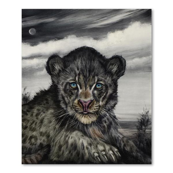 Martin Katon "Black Leopard Cub" Original Oil on Canvas
