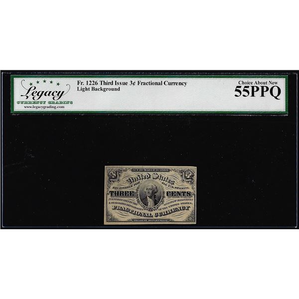 1863 Third Issue Three Cents Fractional Note Fr.1226 Legacy Choice About New 55PPQ
