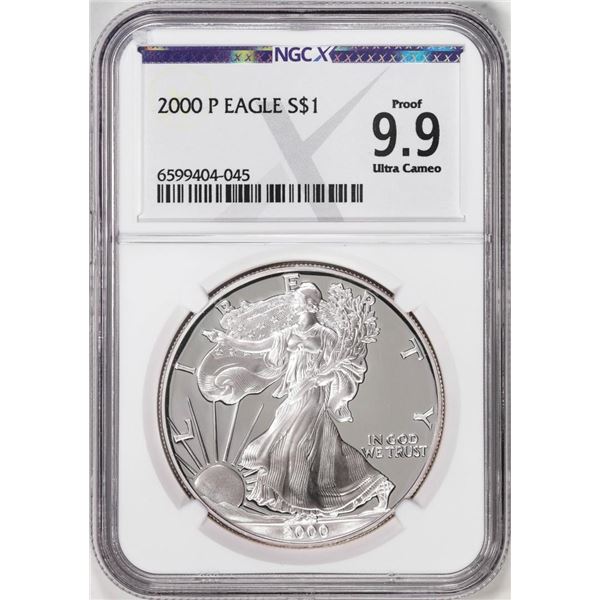 2000-P $1 Proof American Silver Eagle Coin NGCX Proof 9.9 Ultra Cameo