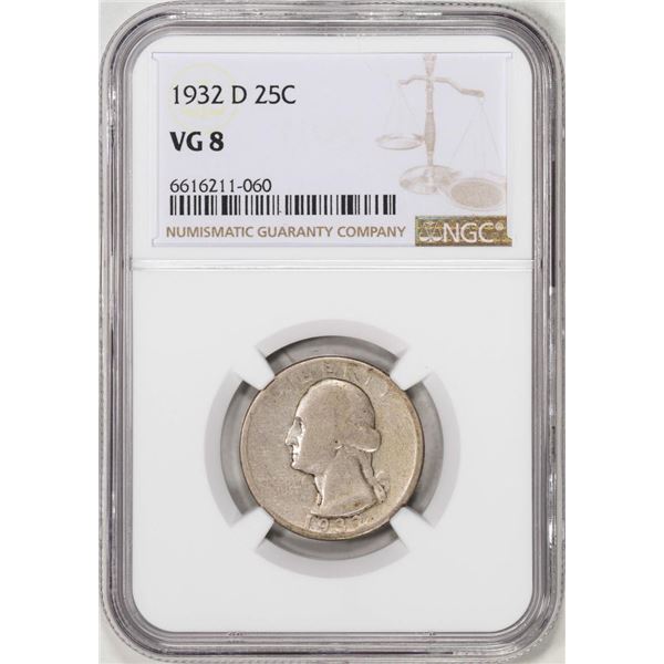1932-D Washington Quarter Coin NGC VG8
