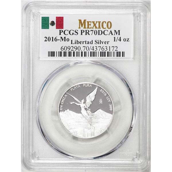 2016-Mo Mexico Proof 1/4 oz Silver Libertad Coin PCGS PR70DCAM