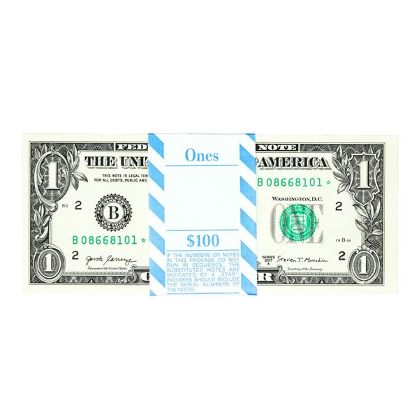 Pack of (100) Consecutive 2017A $1 Federal Reserve STAR Notes New York
