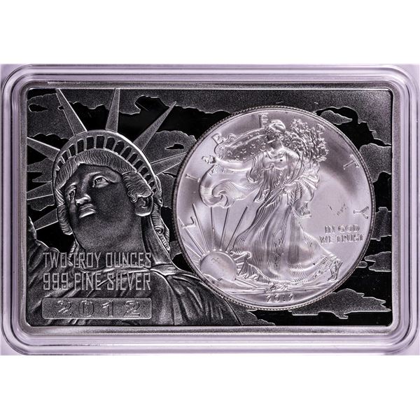 2012 $1 American Silver Eagle Coin & 2oz Silver Bar Set