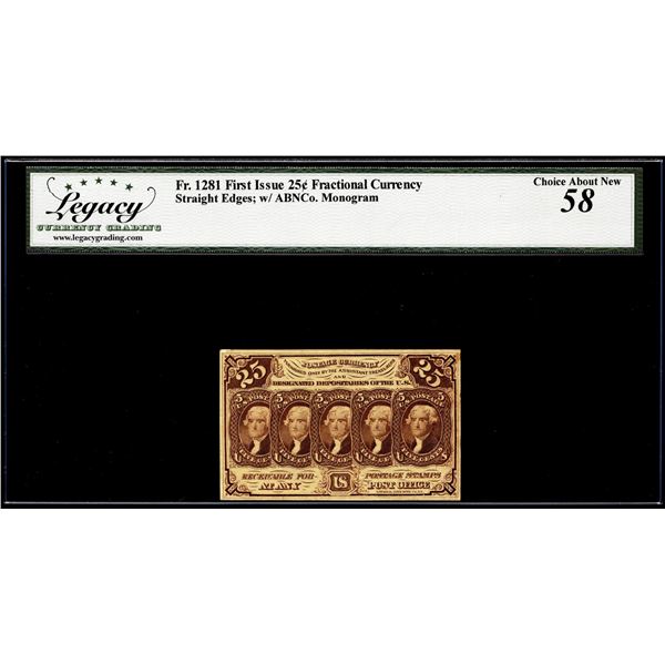 1862 First Issue 25 Cents Fractional Currency Note Fr.1281 Legacy Choice About New 58