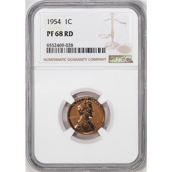 1954 Proof Lincoln Wheat Cent Coin NGC PF68RD