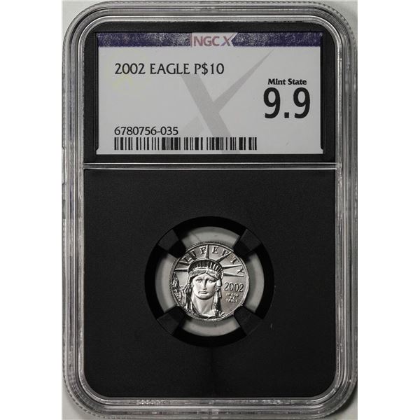 2002 $10 Platinum American Eagle Coin NGCX Mint State 9.9