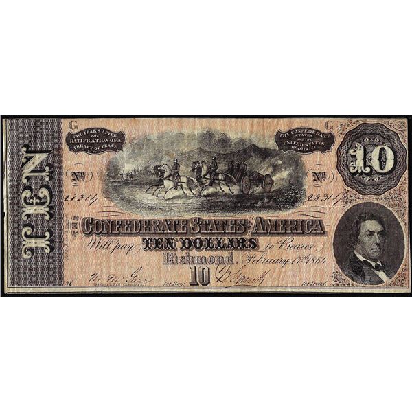 1864 $10 Confederate States of America Note